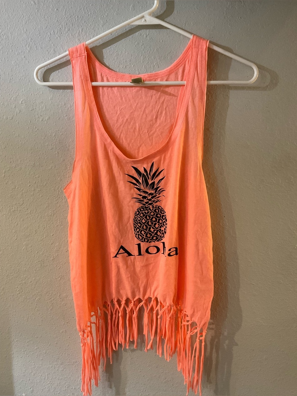 Kavio Coral Fringe Pineapple Tank Top